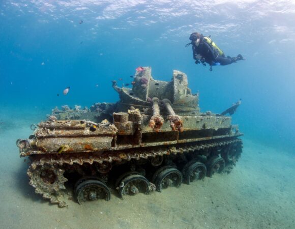 Diving visit to sunken Tank near Aqaba