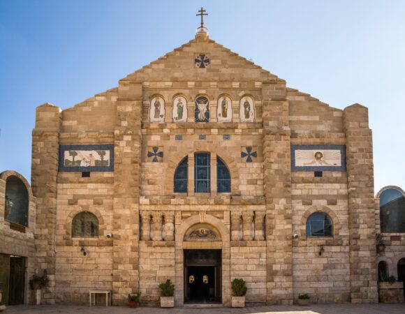 Front of St. John the Baptist Roman Catholic Church in Madaba