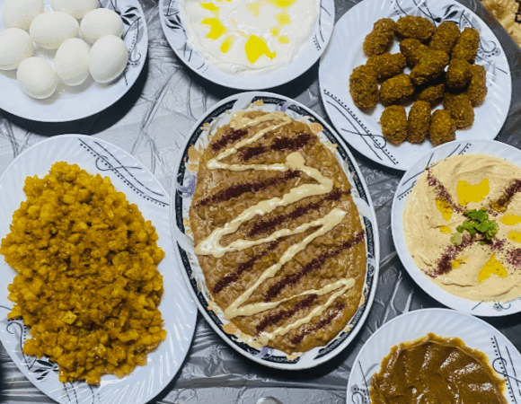 The food cooked in workshop with local family in Petra