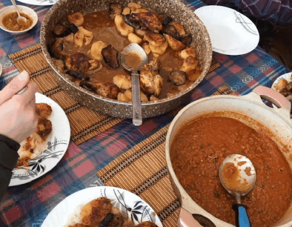 Vegetable dish cooked together with local family in Wadi Musa