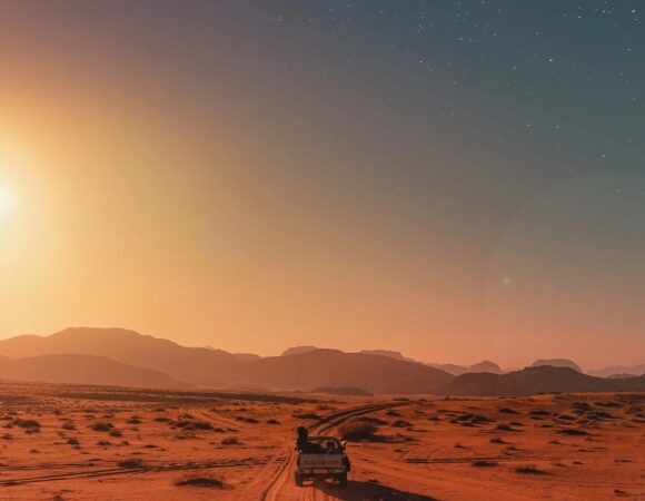 4x4 jeep tour in Wadi Rum at sunset time